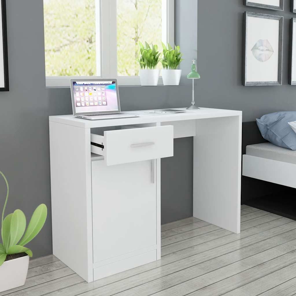 Scrivania con Cassetto e Armadietto Bianca 100x40x73 cm vidaXL