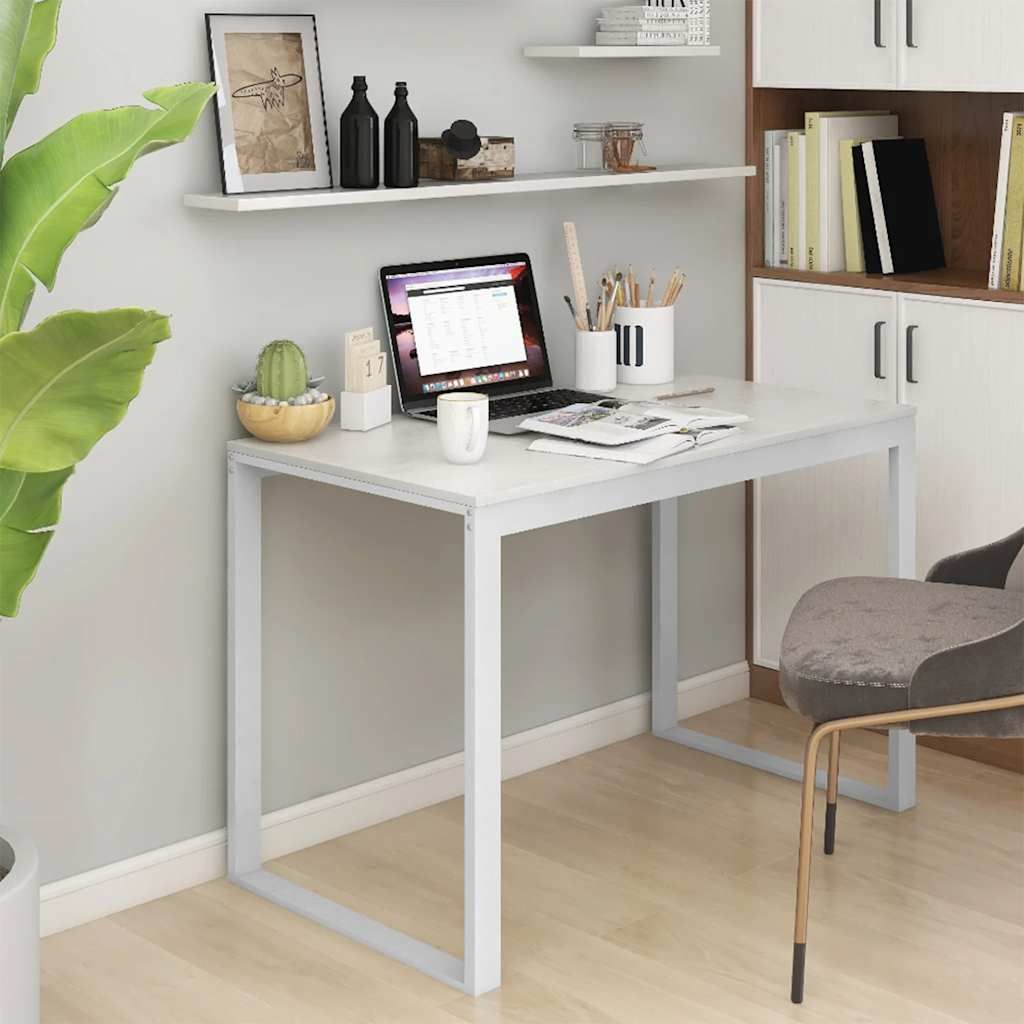 Scrivania per Computer Bianca 110x60x73 cm in Legno Multistrato vidaXL
