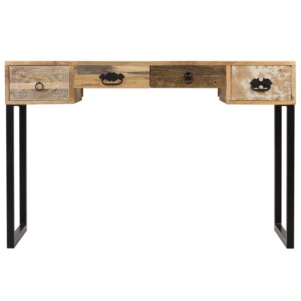 Scrivania in Legno Massello di Mango e Vera Pelle 117x50x76 cm vidaXL