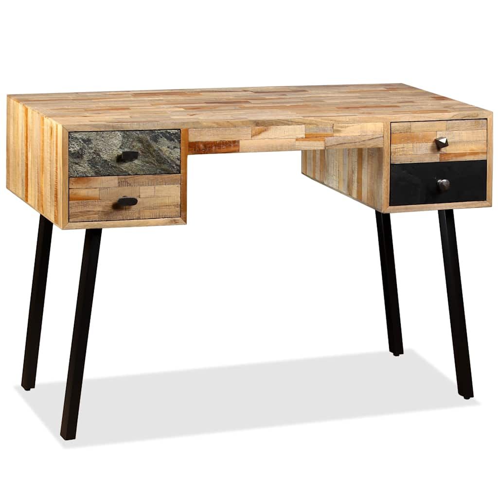 Scrivania in Legno Massello di Teak di Recupero 110x50x76 cm vidaXL