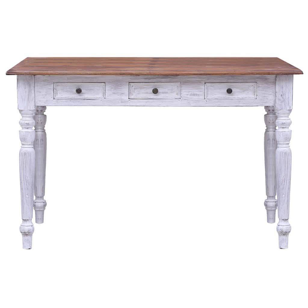 Scrivania con Cassetti Bianca 117x57x75 cm Massello di Mogano vidaXL