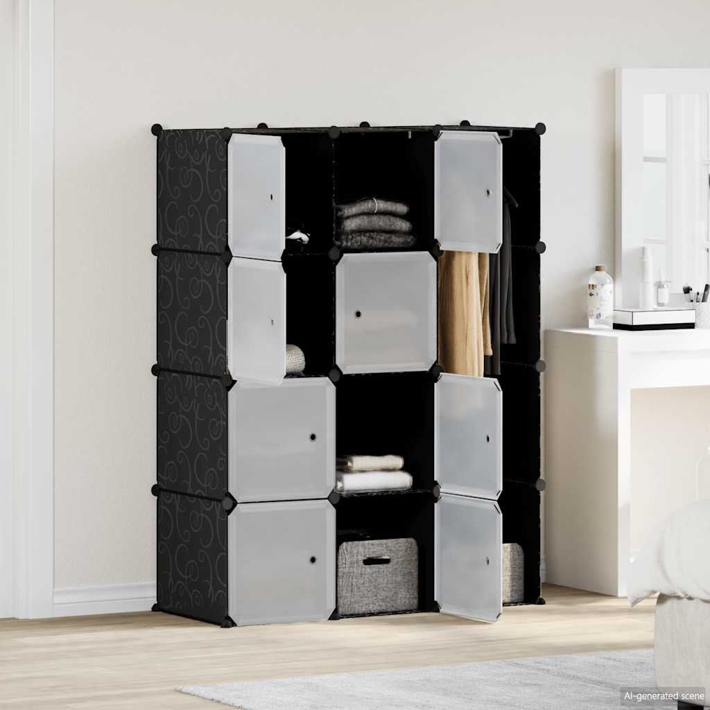 Armadio Modulare con 9 Scomparti 109x36,5x143 cm Nero e Bianco vidaXL