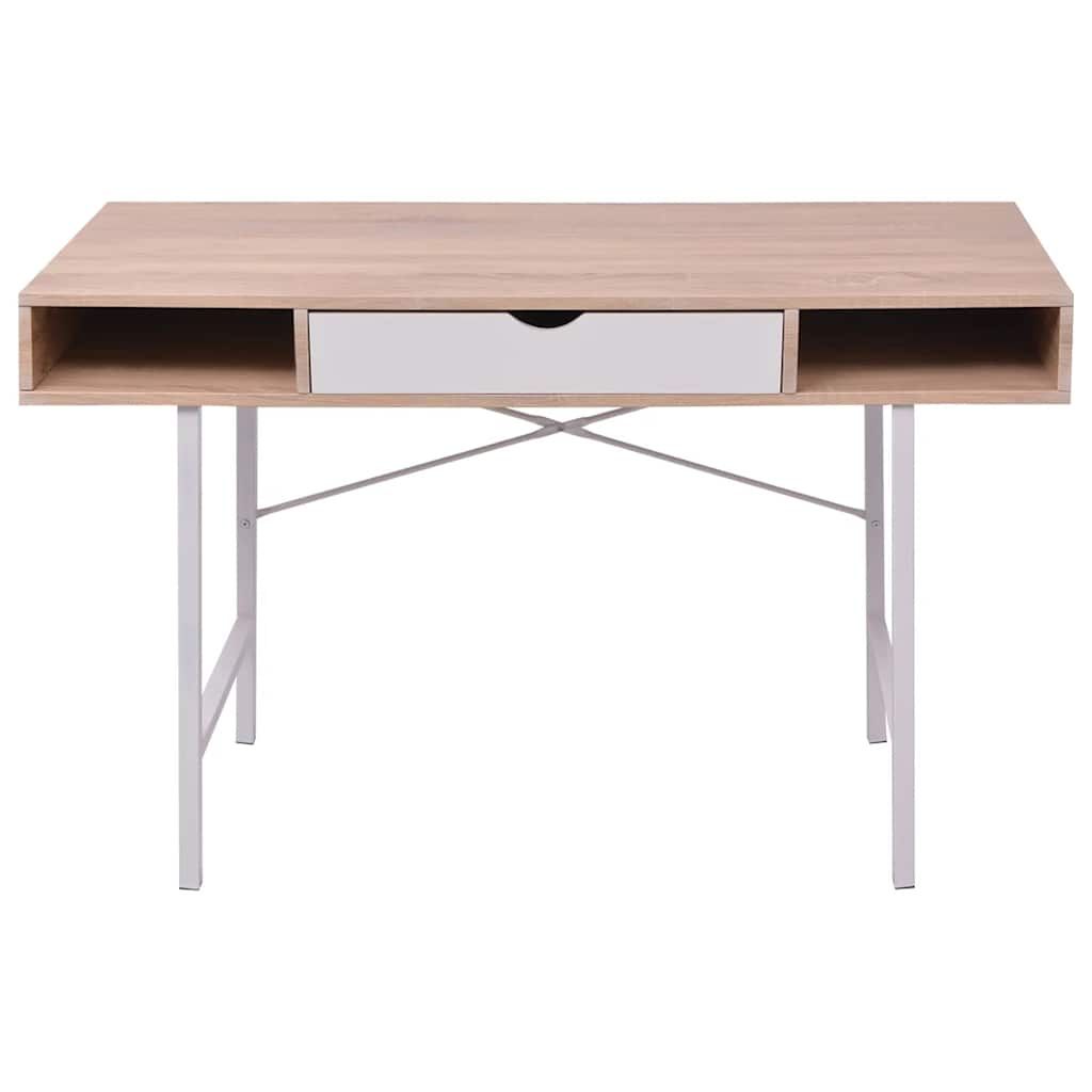Scrivania con 1 Cassetto Rovere e Bianco vidaXL