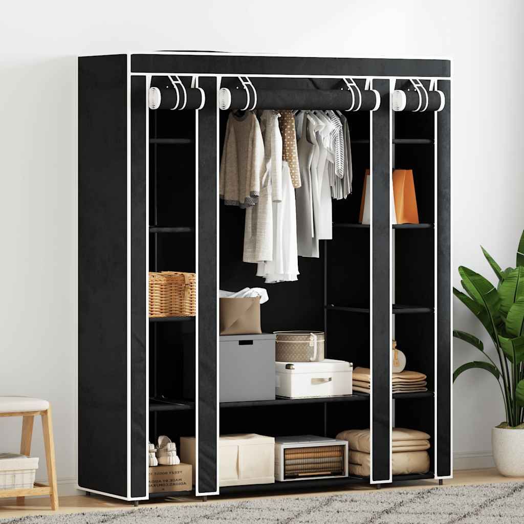 Armadio in Tessuto con Scomparti e Aste 45x150x176 cm Nero vidaXL