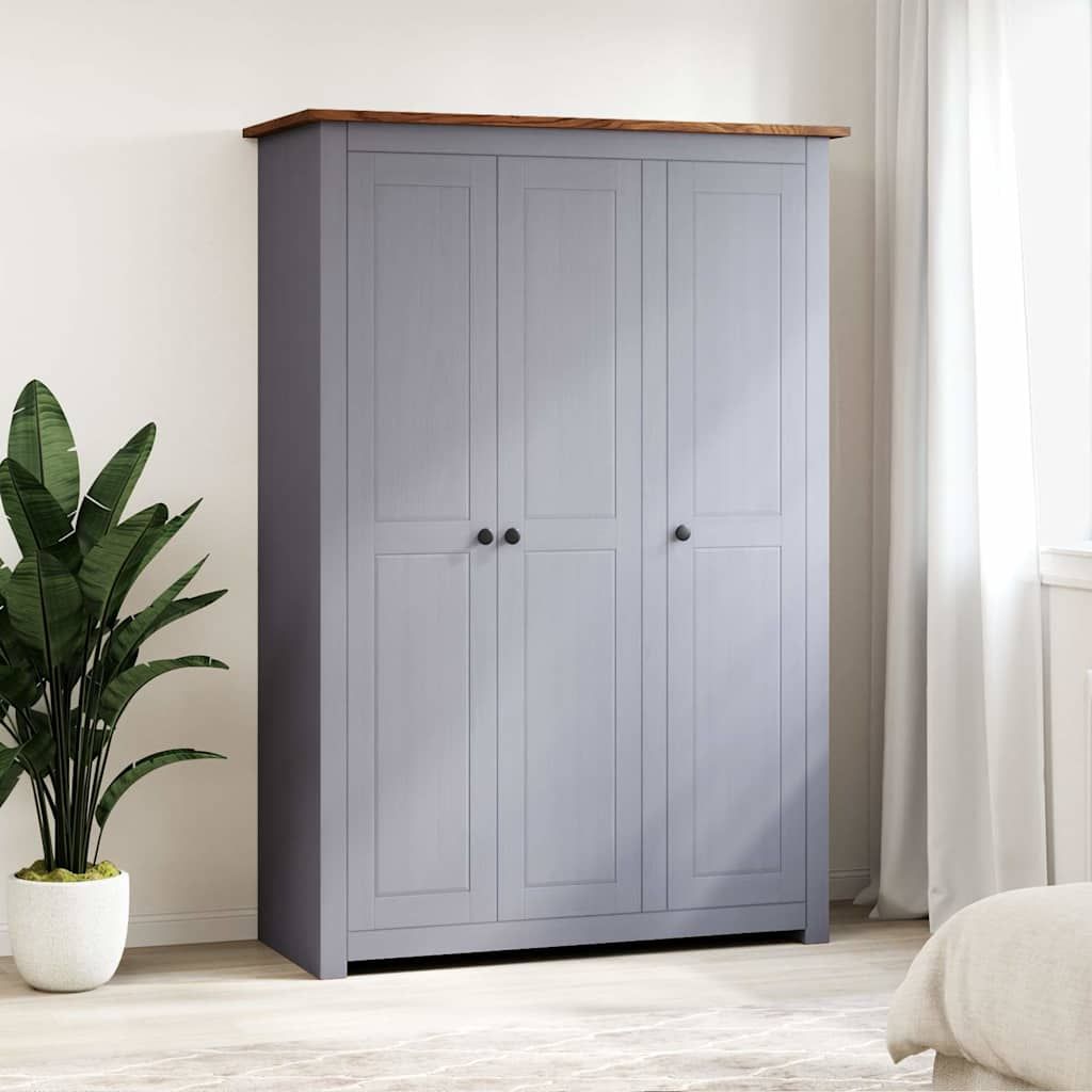 Armadio a 3 Ante Grigio 118x50x171,5cm in Pino Panama Range vidaXL