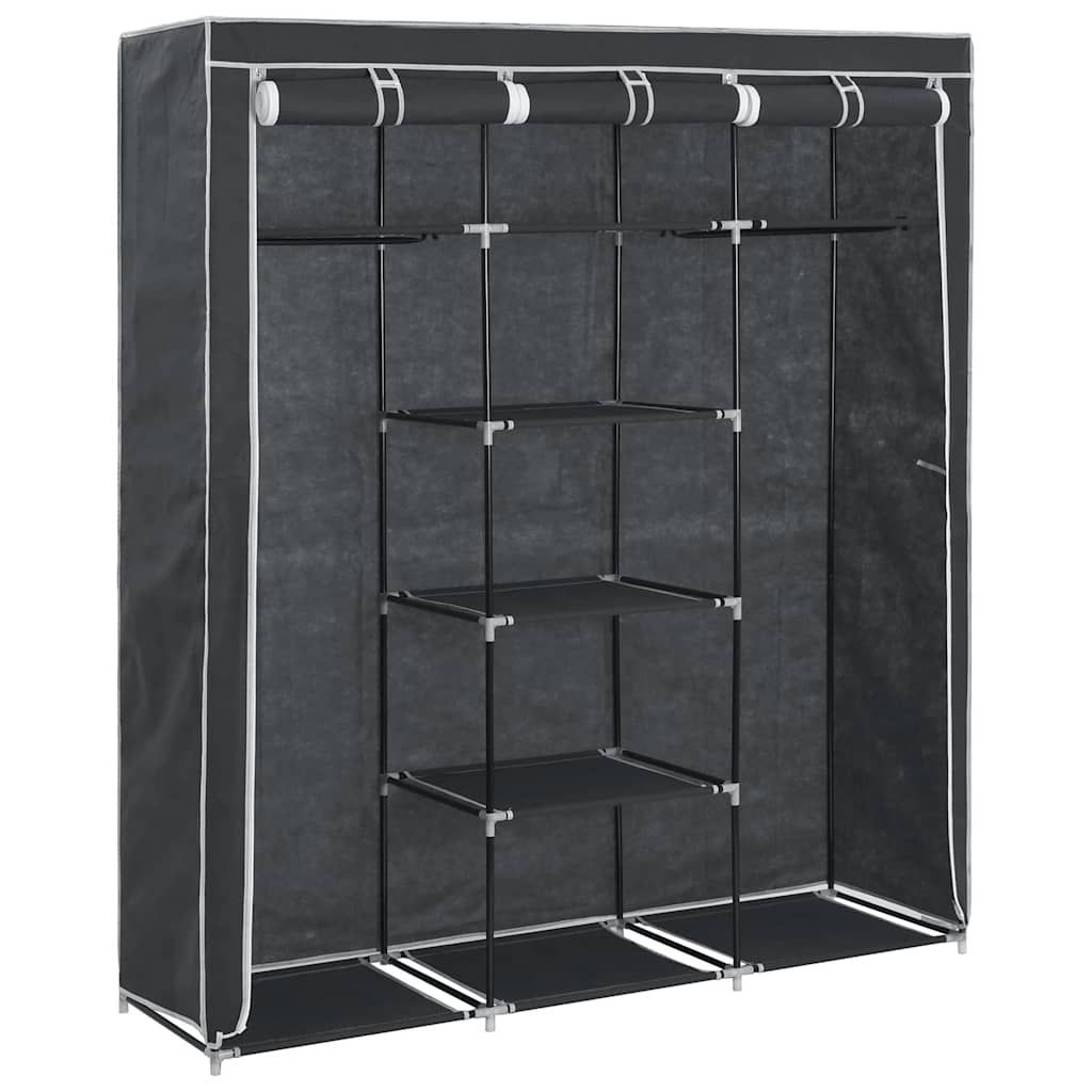 Armadio con Scomparti e Aste Nero 150x45x175 cm in Tessuto vidaXL