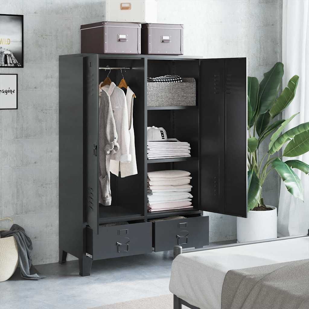 Armadio Industriale Nero 90x40x140 cm in Acciaio vidaXL