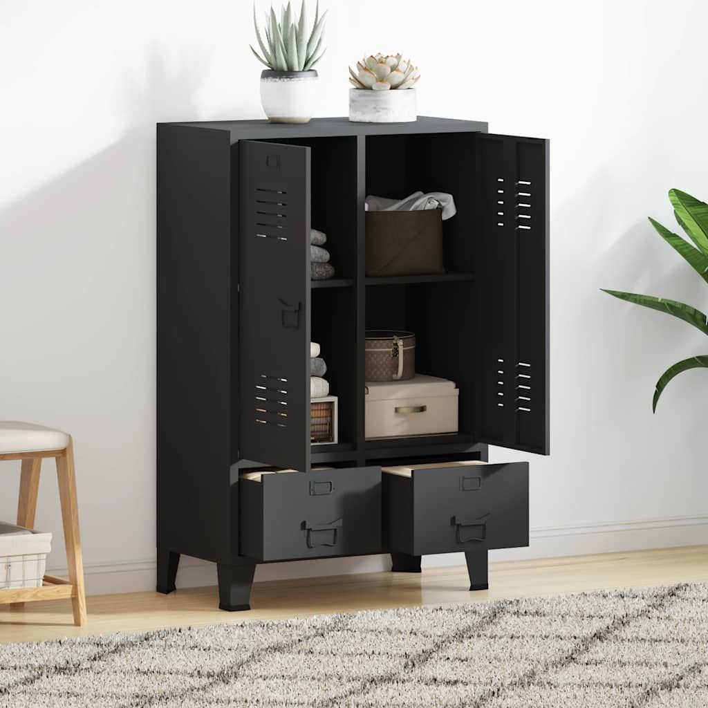 Armadio in Metallo in Stile Industriale 67x35x107 cm Nero vidaXL