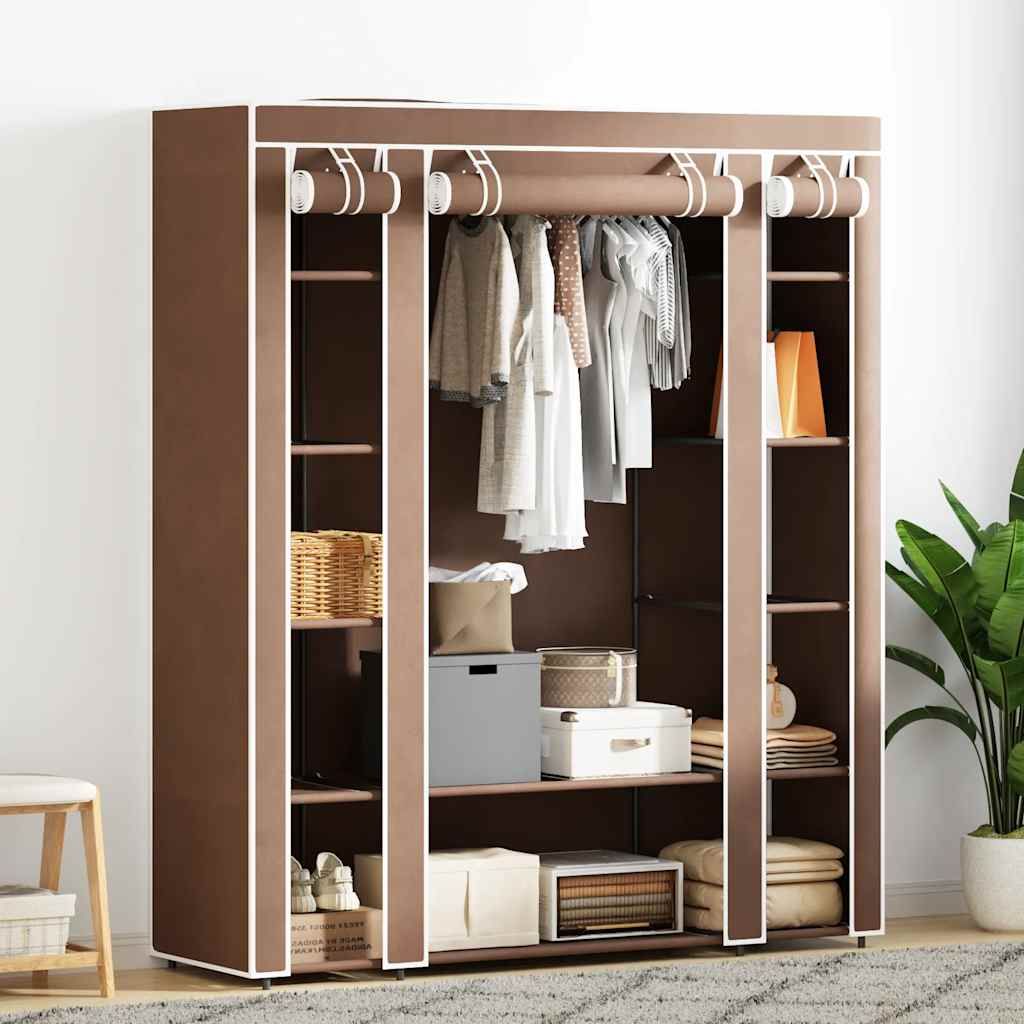 Armadio in Tessuto con Scomparti e Aste 45x150x176 cm Marrone vidaXL