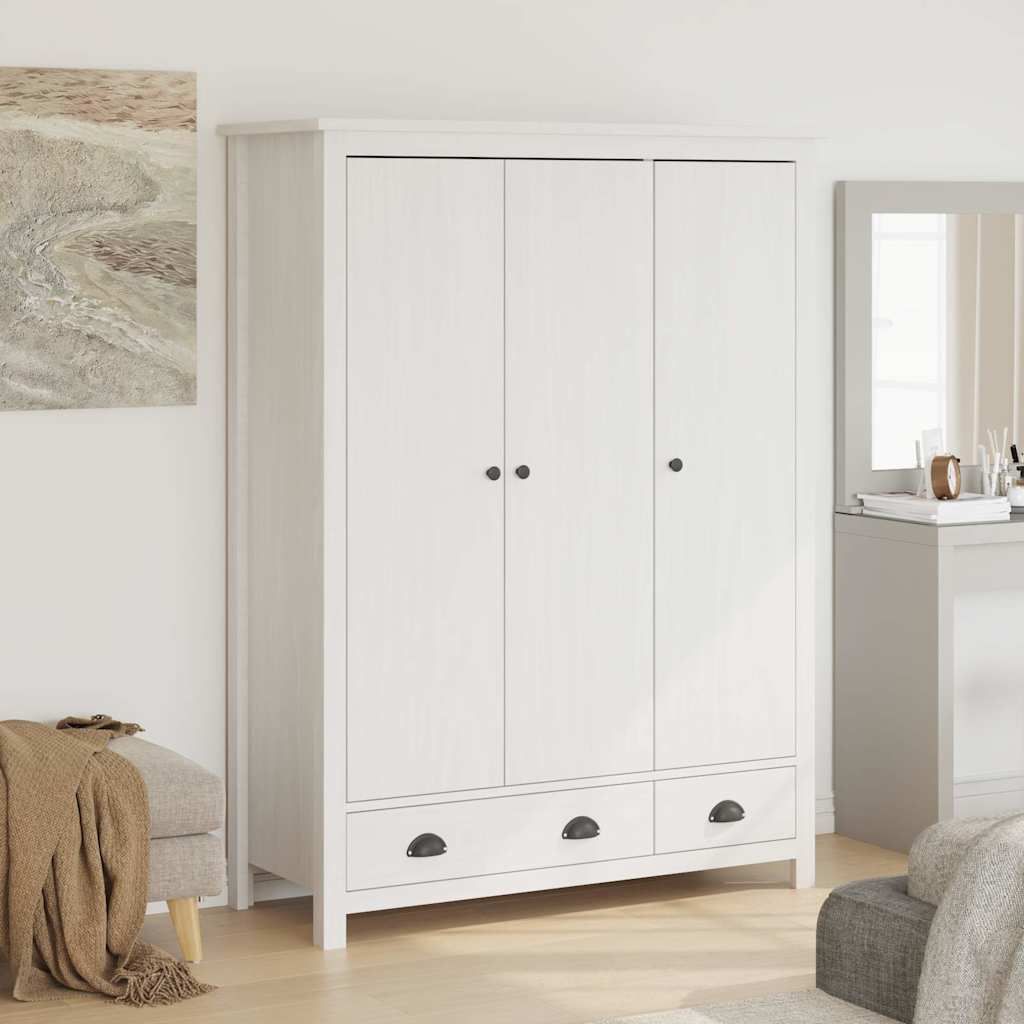 Armadio a 3 Ante Hill Bianco 127x50x170 cm in Legno di Pino vidaXL