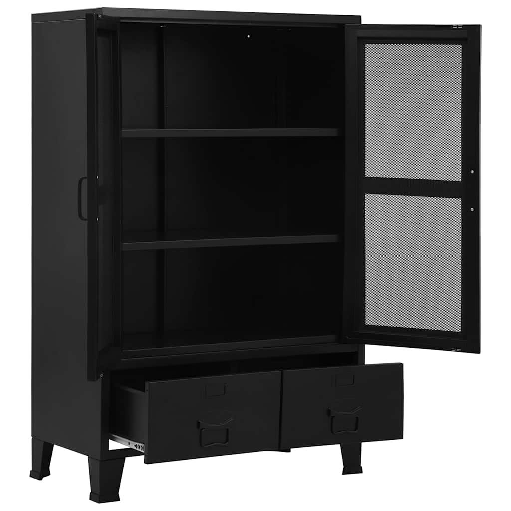 Armadio Ufficio Reticolato Industriale Nero 75x40x120cm Acciaio vidaXL