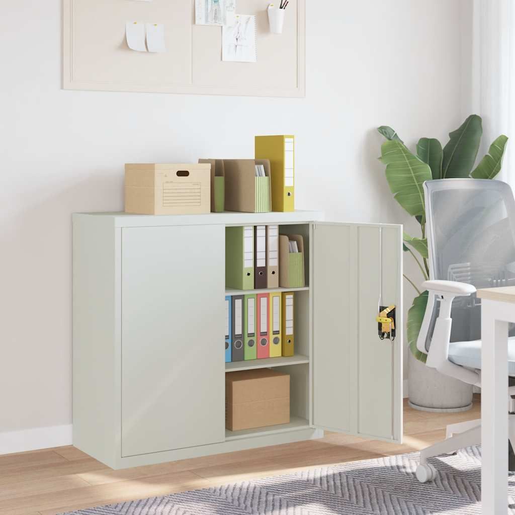 Armadio per Ufficio a 2 Ante 90 cm Grigio in Acciaio vidaXL