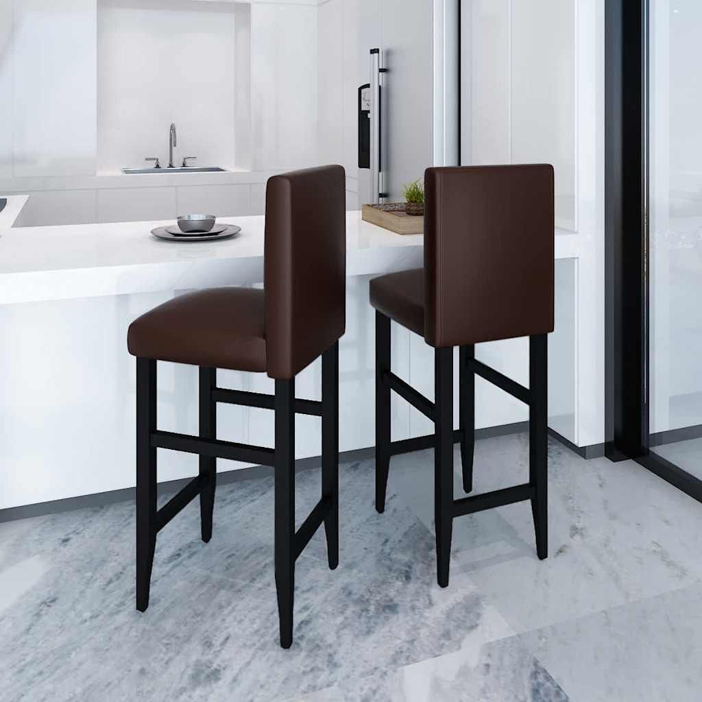Sgabelli da Bar 2 pz Marrone Scuro in Similpelle vidaXL