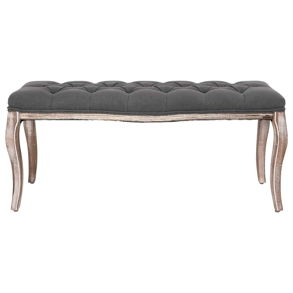Panca in Lino e Legno Massello 110x38x48 cm Grigio Scuro vidaXL