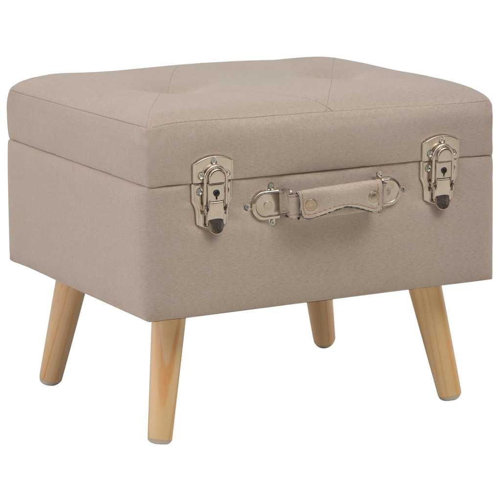Sgabelli con Contenitore 3 pz in Tessuto Beige vidaXL