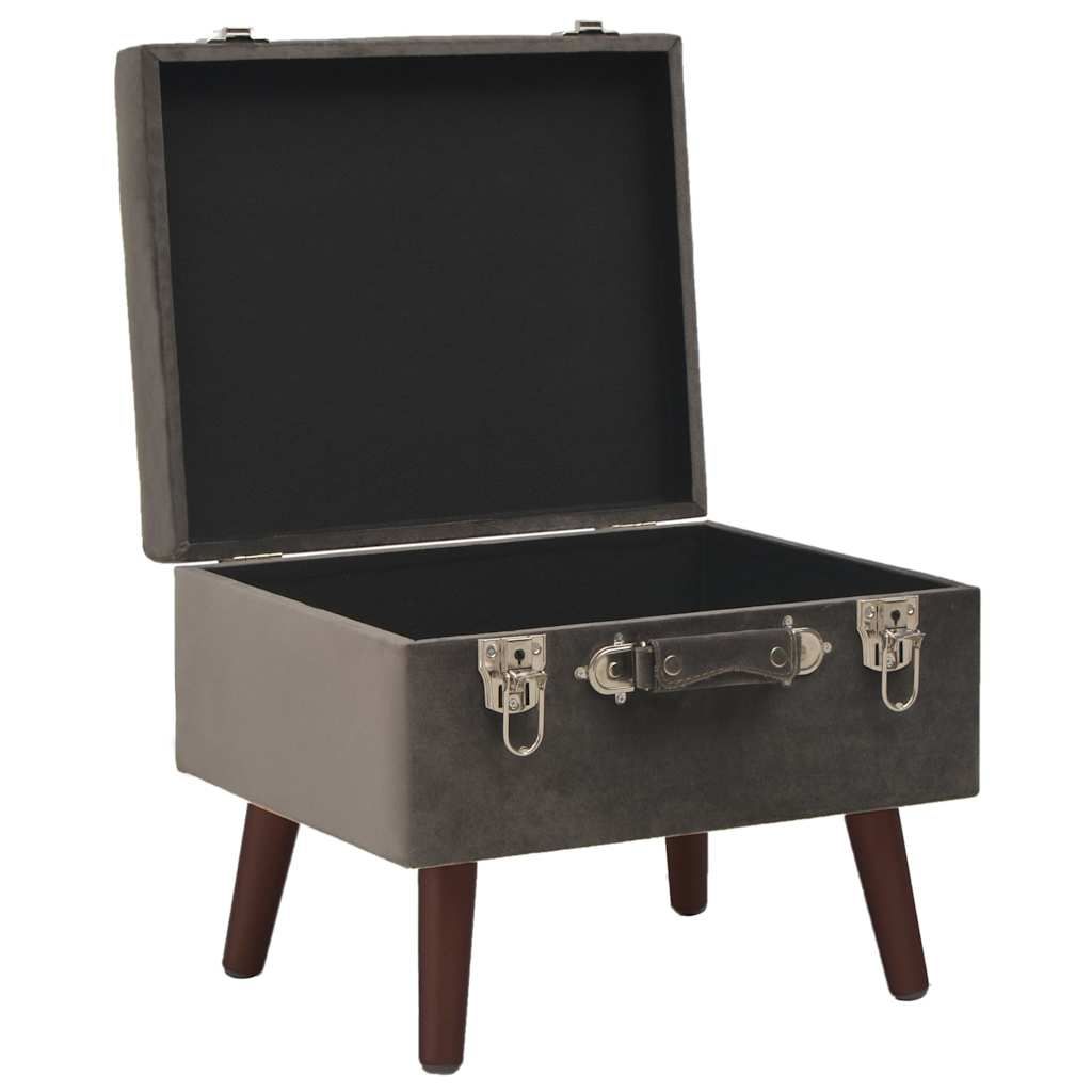 Sgabello con Contenitore 40 cm Grigio in Velluto vidaXL