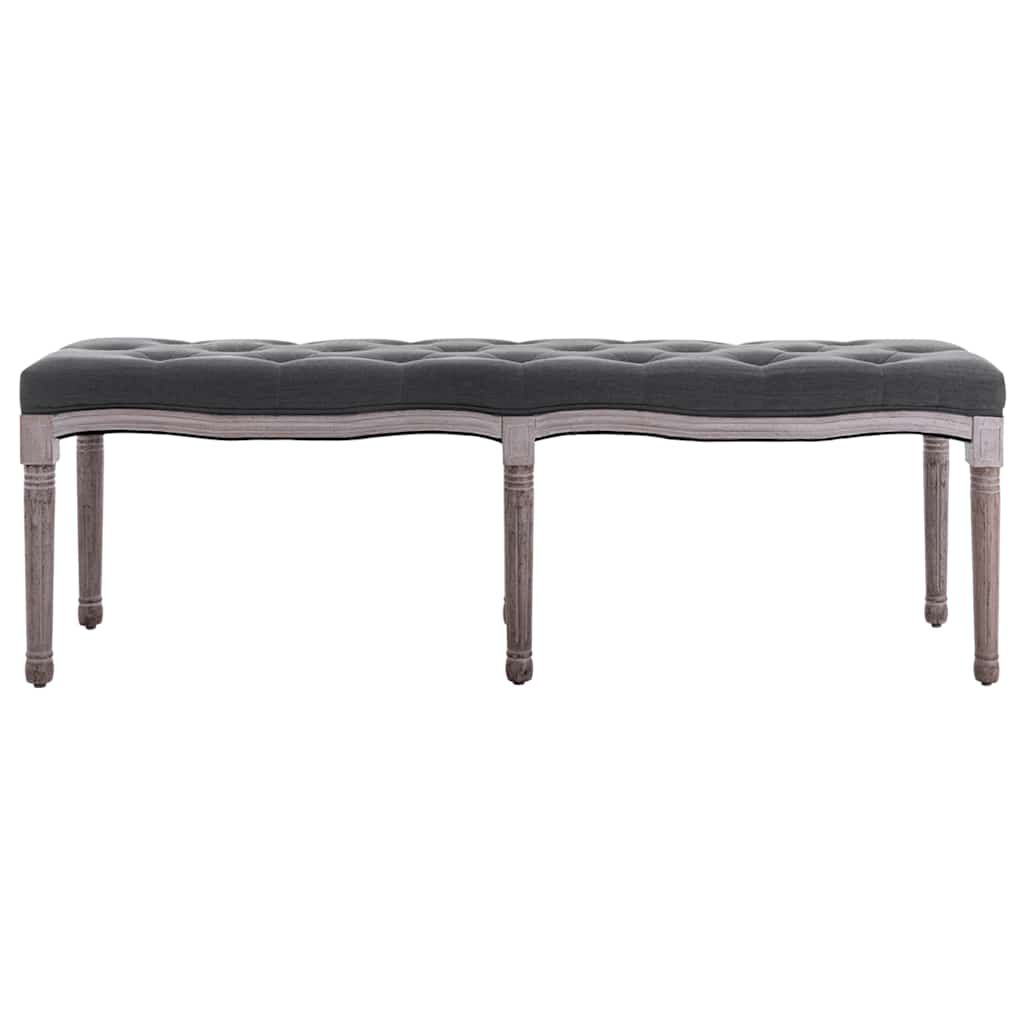 Panca in Lino e Legno Massello 150x40x48 cm Grigio Scuro vidaXL
