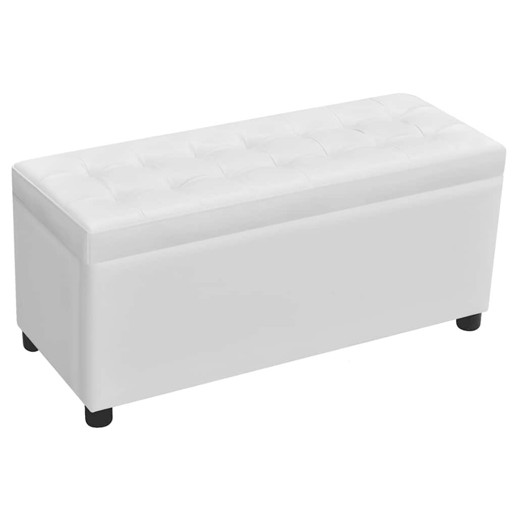 Sgabello con Contenitore in Pelle Artificiale Bianco vidaXL