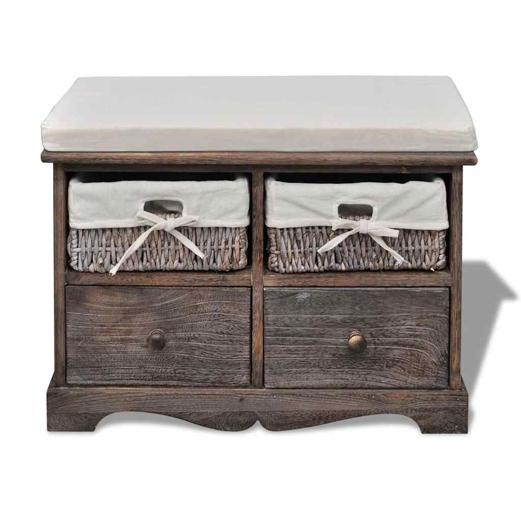 Cassapanca Marrone 62x33x42 cm in Legno di Paulownia vidaXL