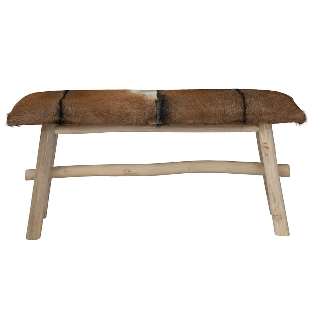 Panca in Pelle di Capra e Teak vidaXL