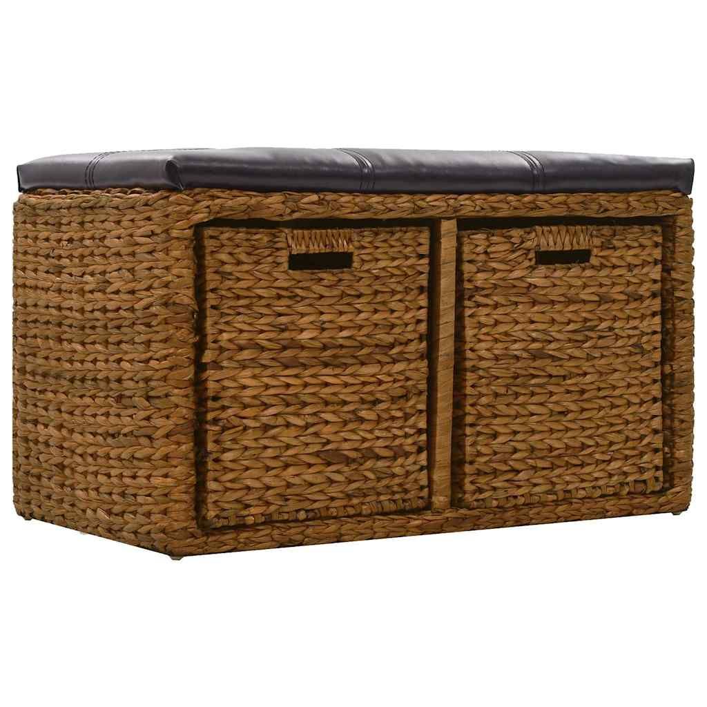Panca in Giunco con 2 Ceste 71x40x42 cm Marrone vidaXL