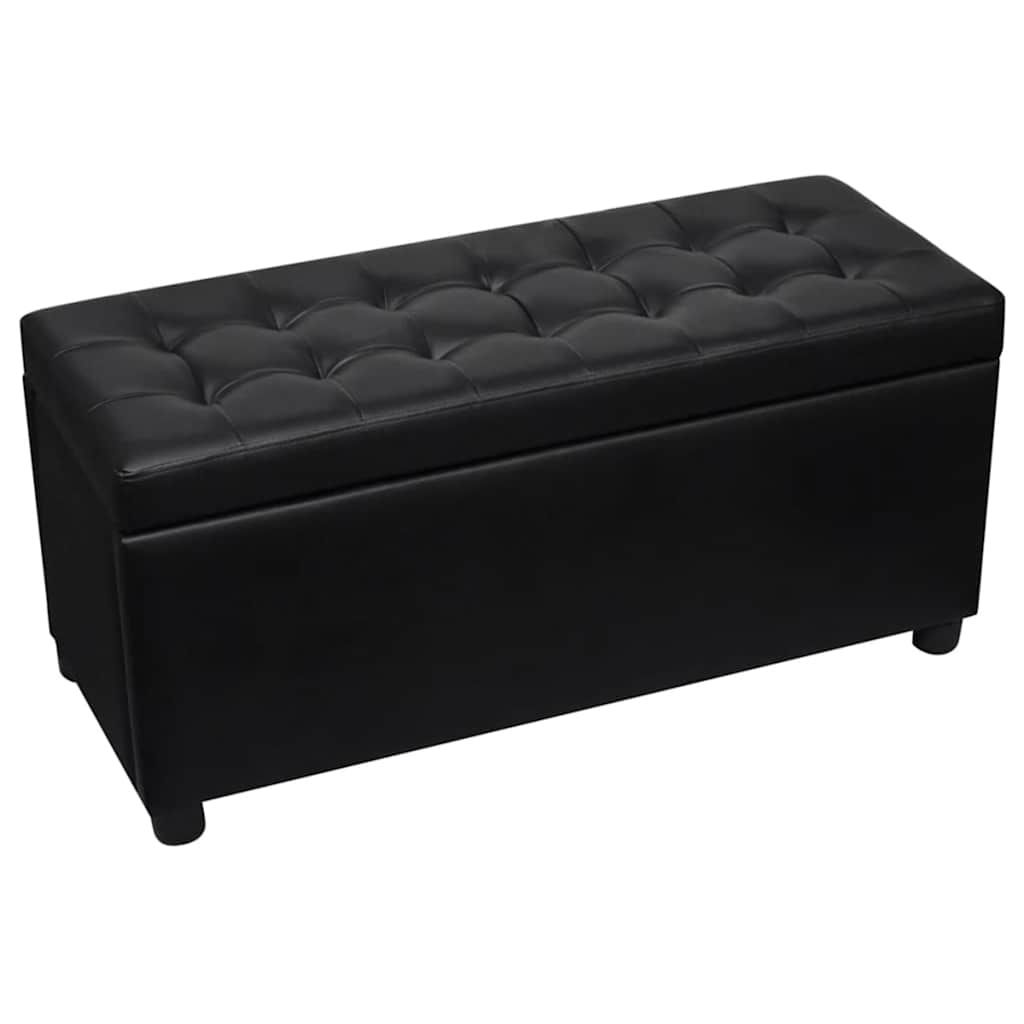 Sgabello con Contenitore in Pelle Artificiale Nero vidaXL