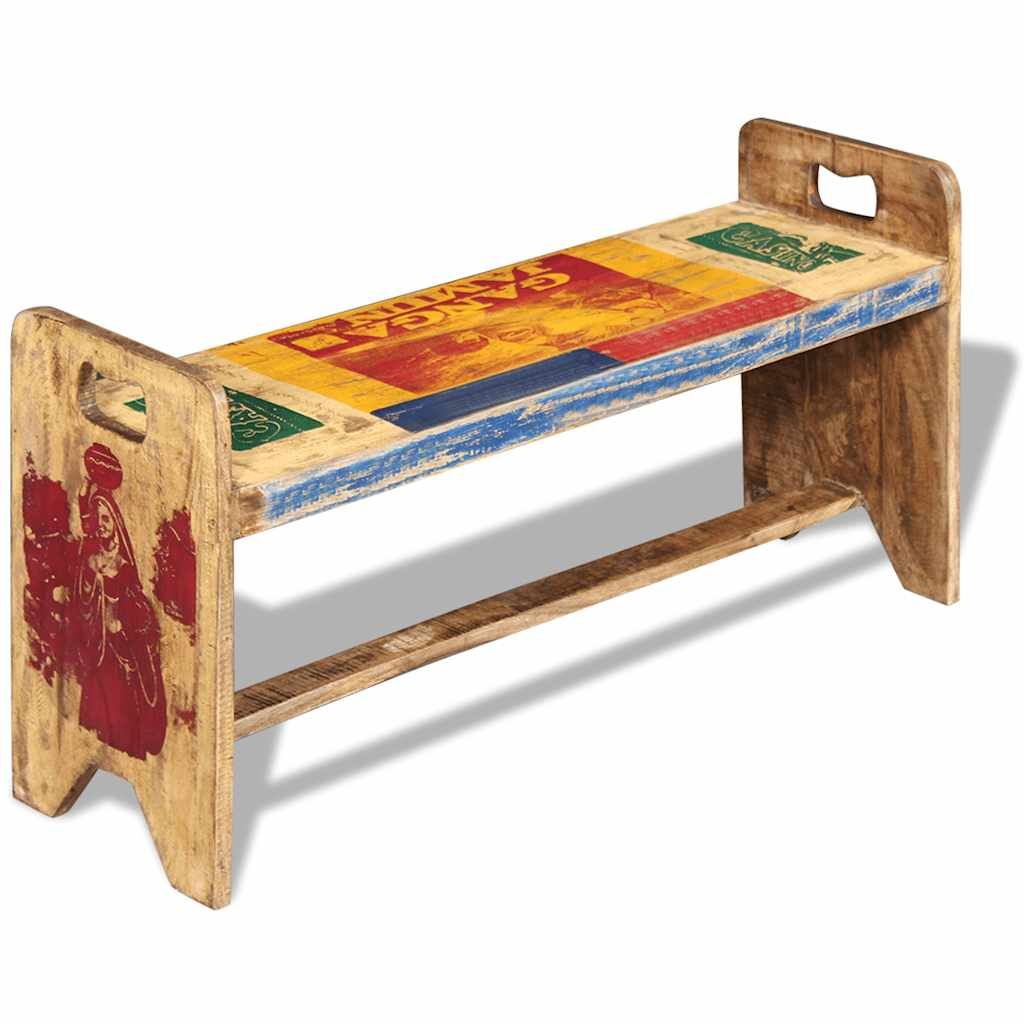 Panchina Cola in Legno Massello di Recupero 100x30x50 cm vidaXL