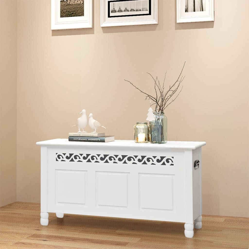 Cassapanca in Stile Barocco MDF Bianca vidaXL