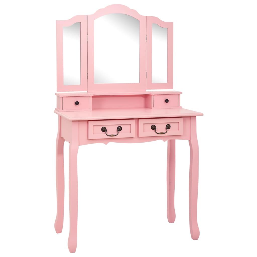 Tavolo da Trucco con Sgabello Rosa 80x69x141 cm Legno Paulownia vidaXL