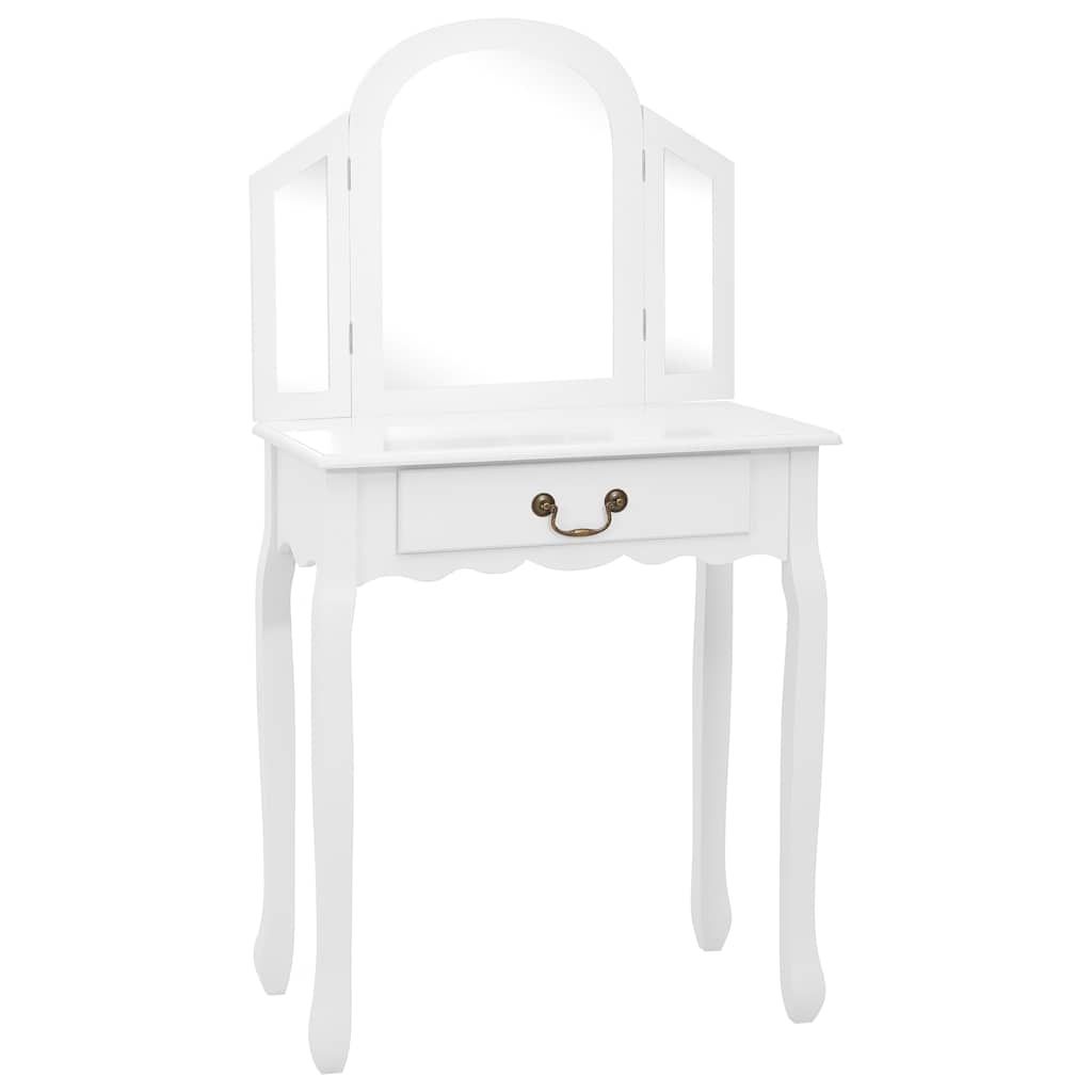 Tavolo da Trucco e Sgabello Bianco 65x36x128 cm Paulownia e MDF vidaXL