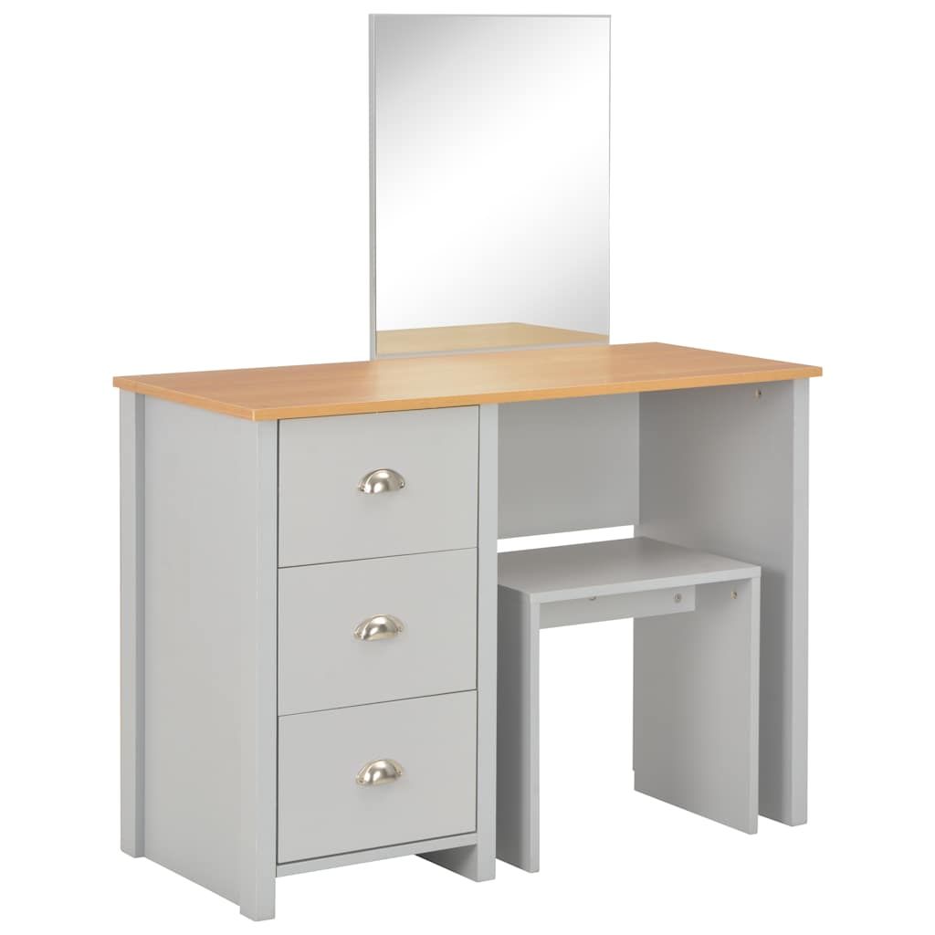 Tavolo da Trucco con Specchio e Sgabello Grigio 104x45x131 cm vidaXL