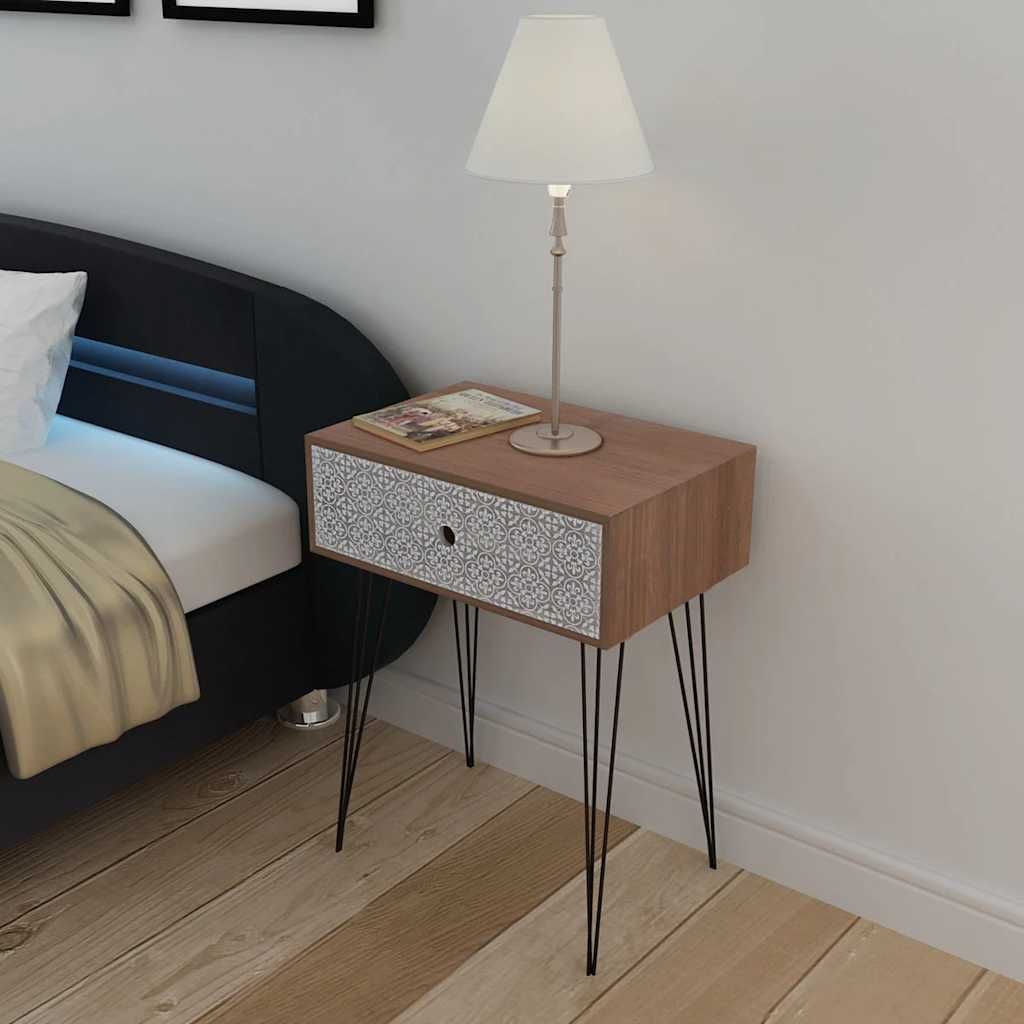 Comodino con 1 Cassetto Rettangolare Marrone vidaXL