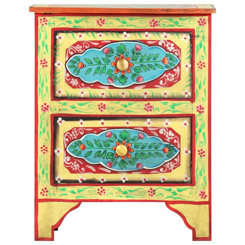 Comodino Dipinto a Mano 40x30x50 cm in Legno Massello di Mango vidaXL