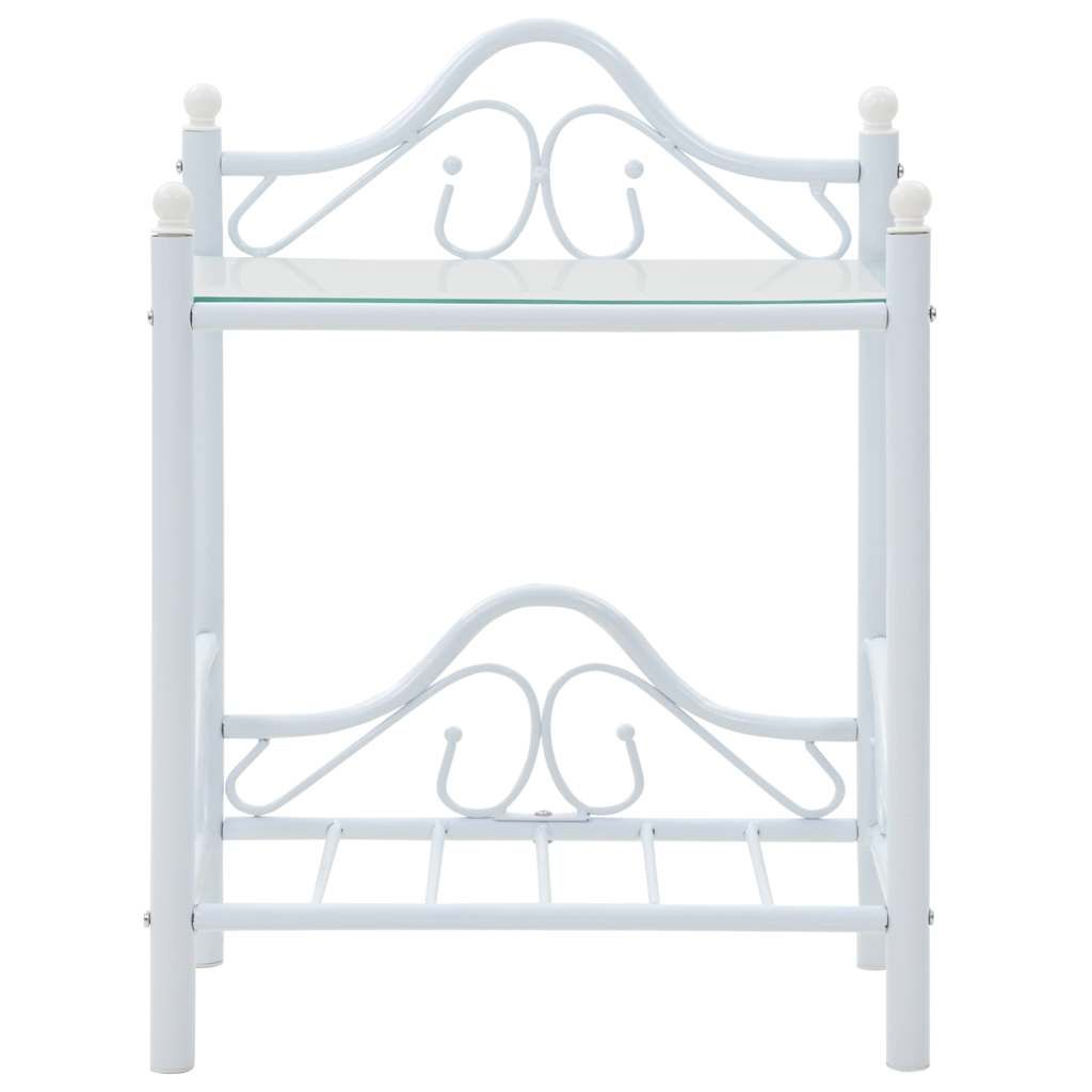 Comodino in Acciaio e Vetro Temperato 45x30,5x60cm Bianco vidaXL