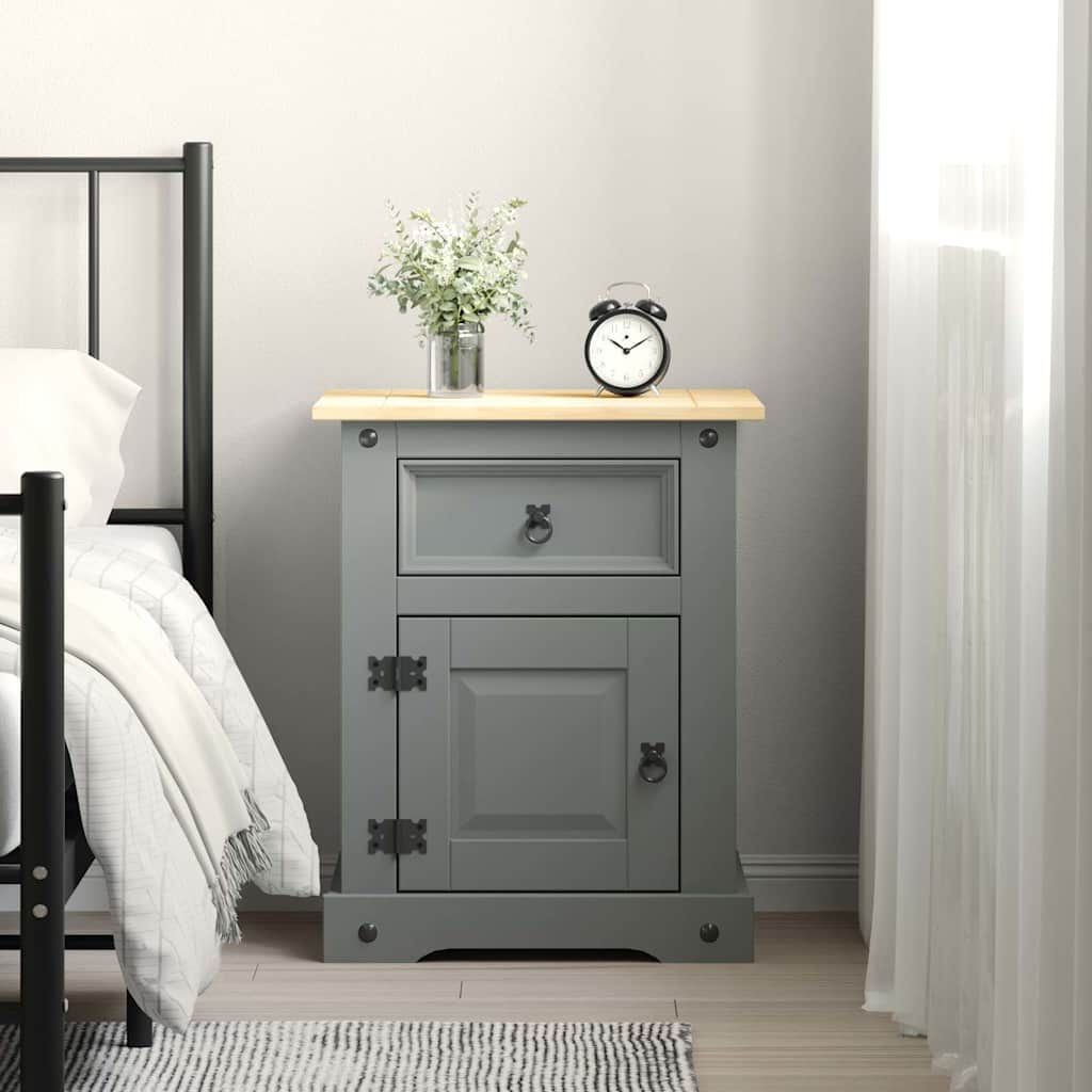Comodino in Legno di Pino Messicano Corona Grigio 53x39x67 cm vidaXL