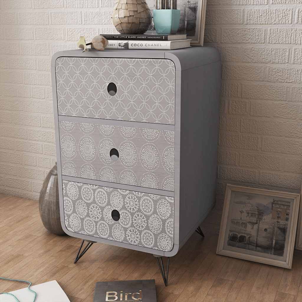Armadietto Laterale con 3 Cassetti Grigio vidaXL