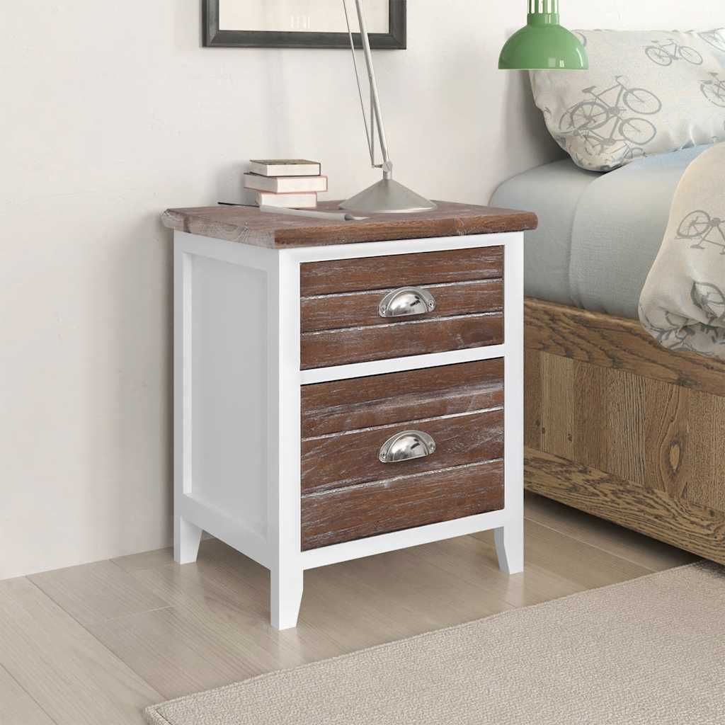 Comodini Set 2 pz con 2 Cassetti Marrone e Bianco vidaXL