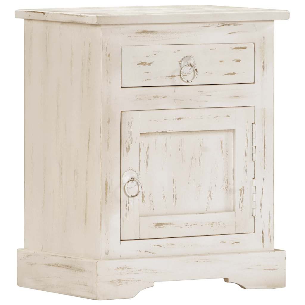 Comodino Bianco 40x30x50 cm in Legno Massello di Mango vidaXL