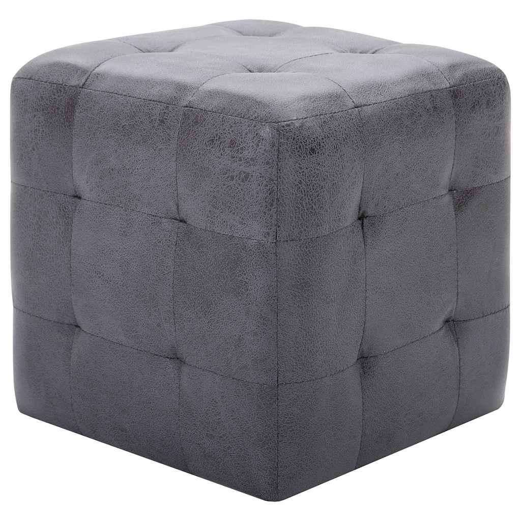 Comodini 2 pz Grigio 30x30x30 cm in Similpelle Scamosciata vidaXL