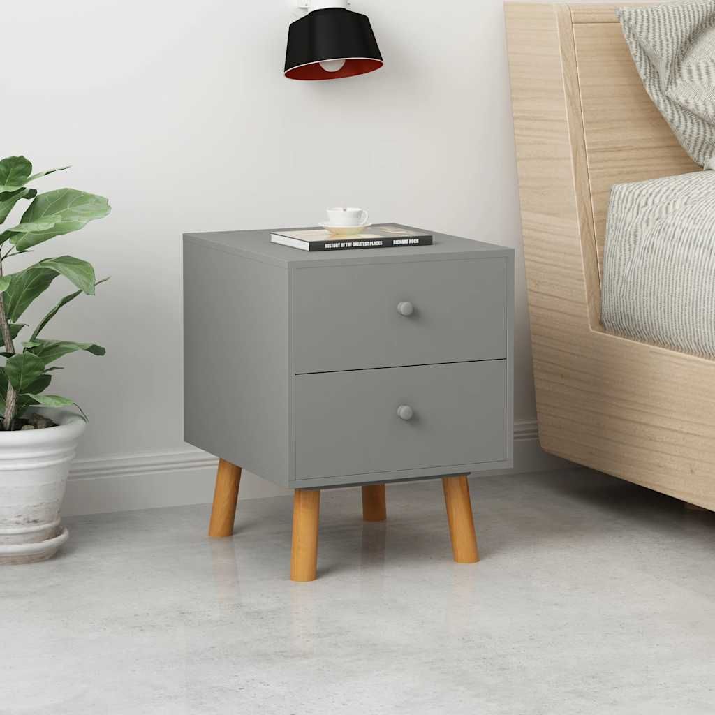 Comodini 2 pz Grigi 40x30x50 cm Legno Massello di Pino vidaXL