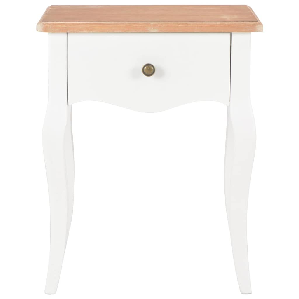 Comodino Bianco e Marrone 40x30x50 cm in Legno Massello di Pino vidaXL