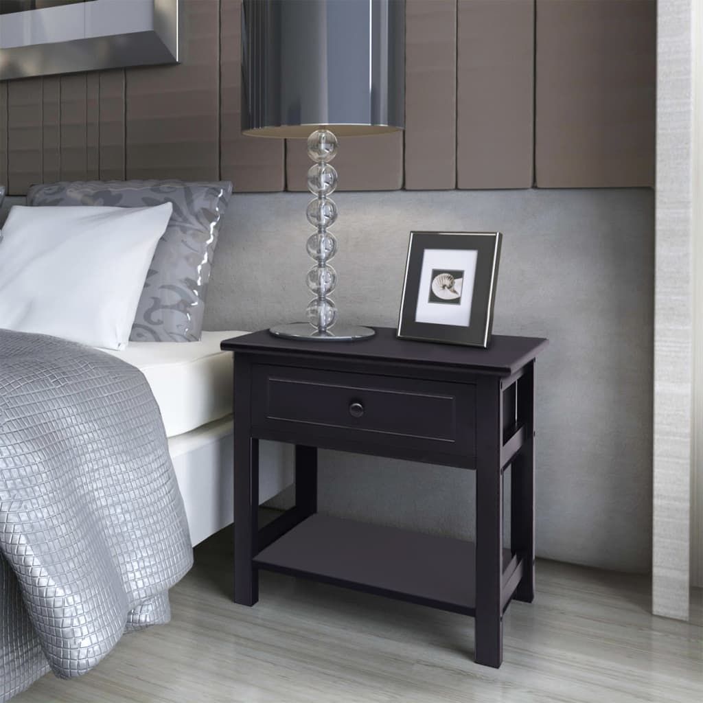 Comodino in Legno Nero vidaXL