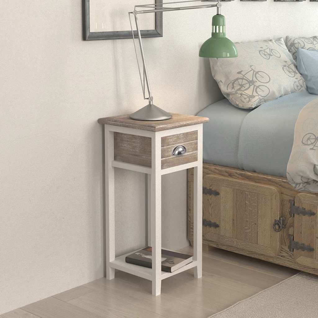 Comodino con 1 Cassetto Marrone e Bianco vidaXL