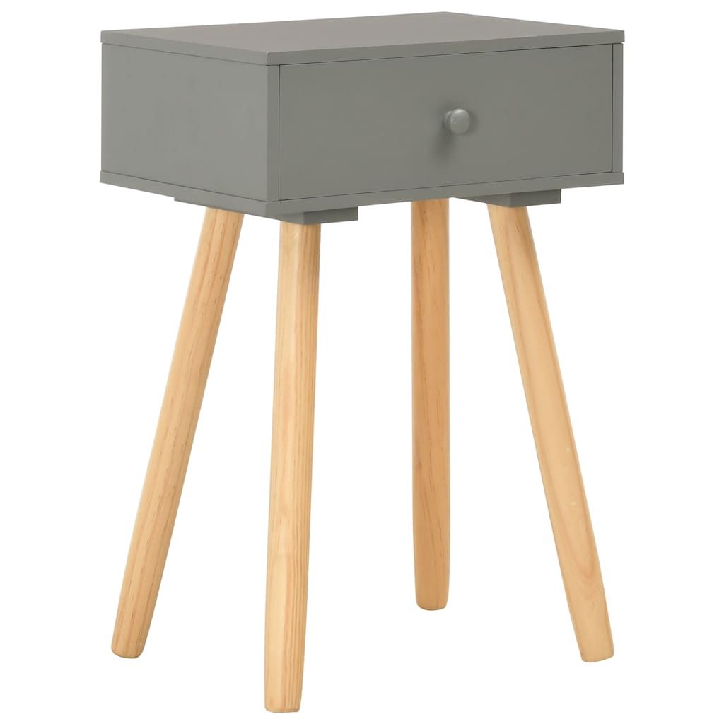 Comodini 2 pz Grigi in Legno Massello di Pino vidaXL