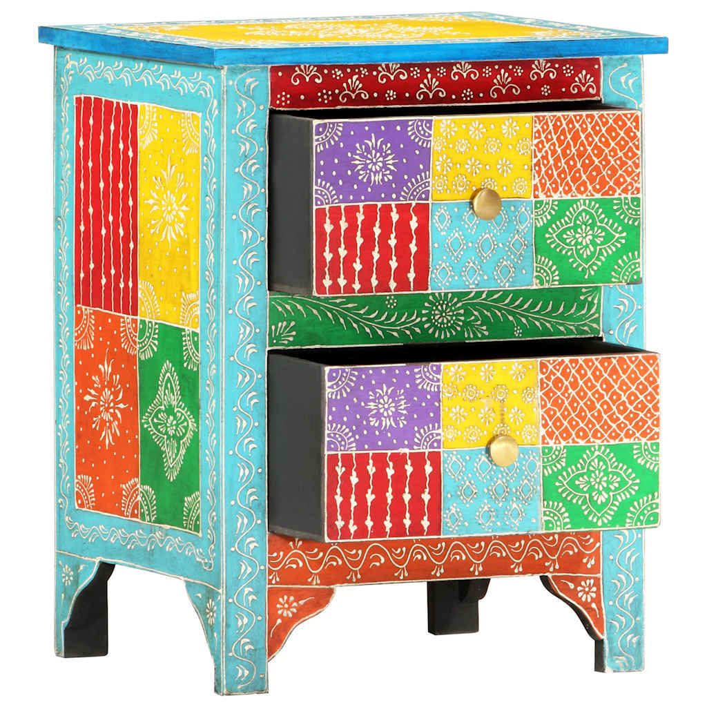 Comodino Dipinto a Mano 40x30x50 cm in Legno Massello di Mango vidaXL