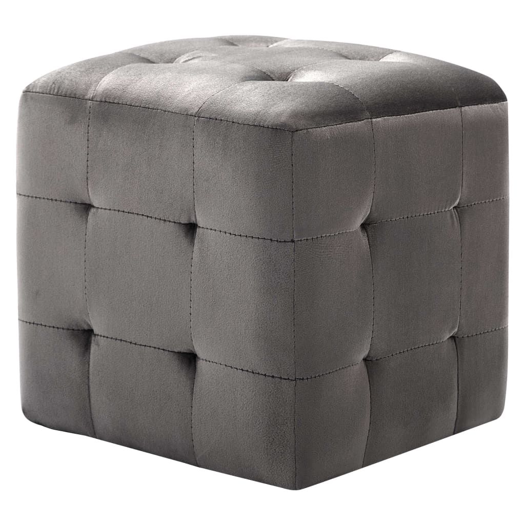 Comodini 2 pz Grigio 30x30x30 cm in Tessuto Vellutato vidaXL