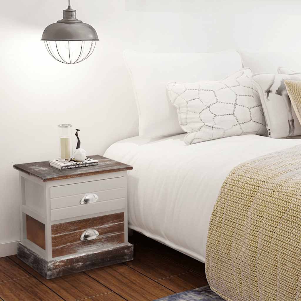 Comodini 2 pz Marrone e Bianco vidaXL