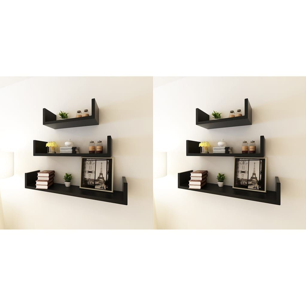 Mensole da Parete 6 pz Nero vidaXL