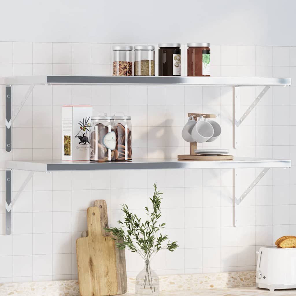 Staffe per Mensola 4 pz 40x2,5x25 cm in Acciaio Inox Argento vidaXL