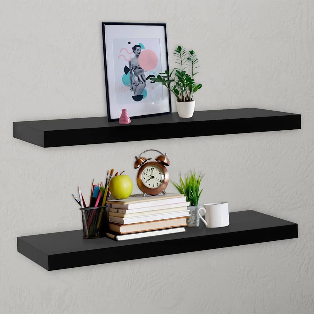 Mensole a Muro Galleggianti 2 pz Nere 120x20x3,8 cm vidaXL